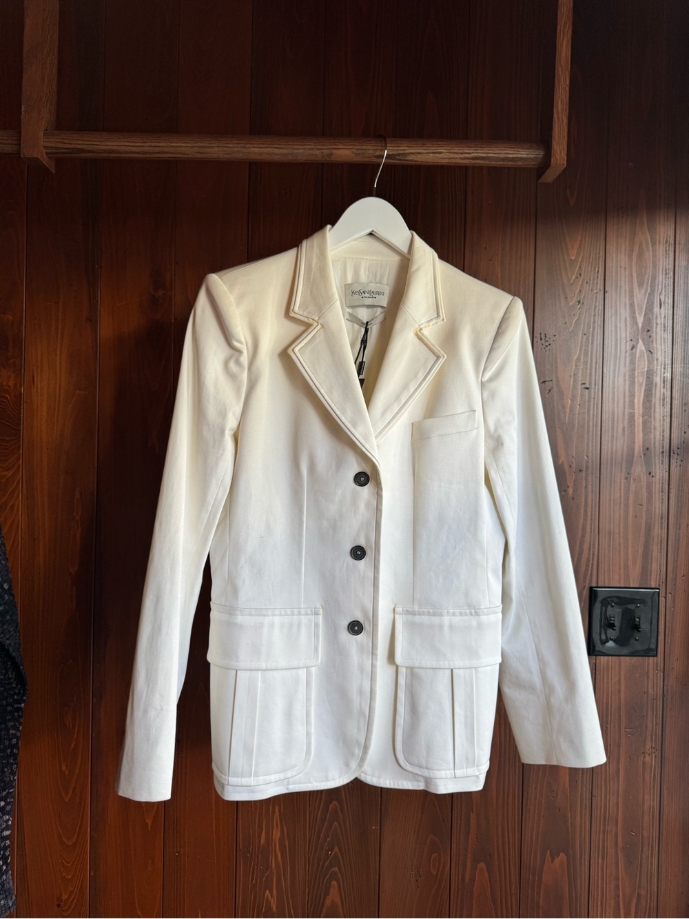Yves Saint Laurent Cream Single-Breasted Tailored Blazer